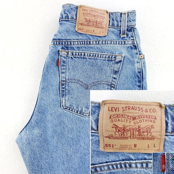 Levi's 551 Jeans Vintage 90s USA High Waist Relaxed Tapered Women 14 Long 32x33 - Picture 5 of 14